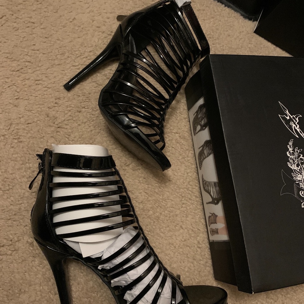 Sexy black cage heels (open to best offer)